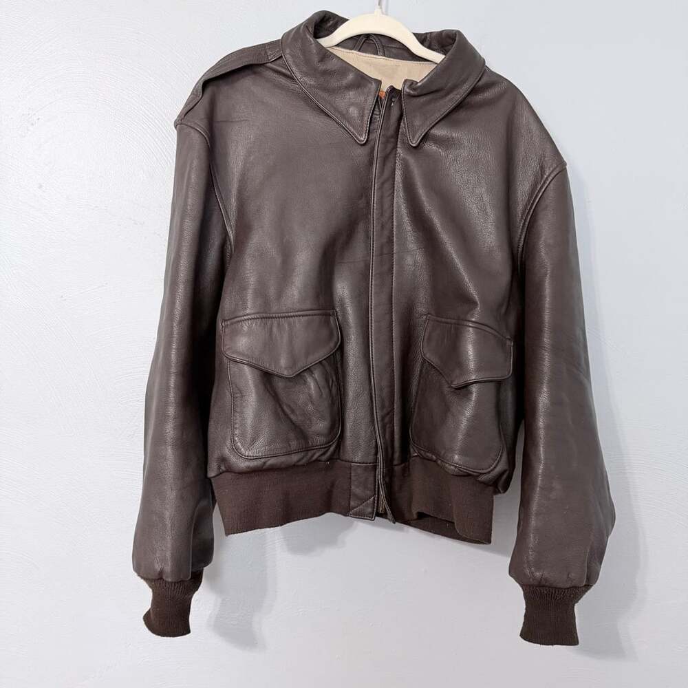 Cooper Type A-2 Flight Jacket Size 48R Brown Leather WWII Commemorative